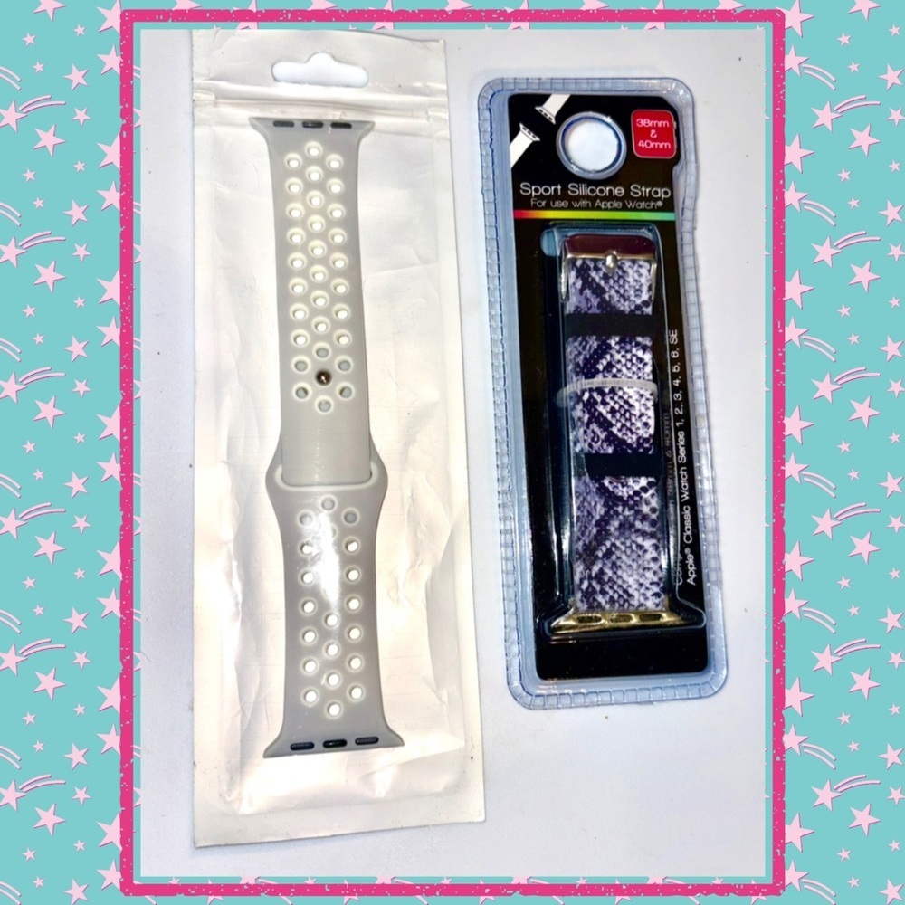 🎀🆕🎀 Apple Watch Gray and Black Silicone Watch Bands/Straps Set-38mm-40mm